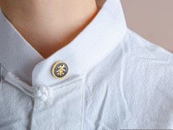 Значок-пин &amp;quot;Чайная Почта&amp;quot;, латунь, 1,5 см., (черный)