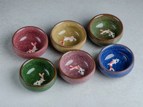 Набор пиал #2157 &amp;quot;Карпы&amp;quot;, 6шт. 40 мл., керамика, глазурь