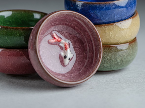 Набор пиал #2157 &amp;quot;Карпы&amp;quot;, 6шт. 40 мл., керамика, глазурь