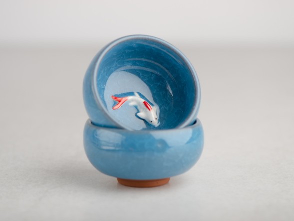 Пиала #1562, &amp;quot;Карп&amp;quot; 45 мл., обливная керамика