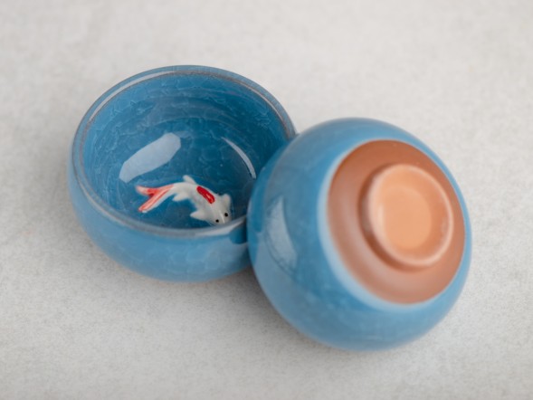 Пиала #1562, &amp;quot;Карп&amp;quot; 45 мл., обливная керамика