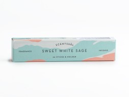 Японское благовоние Scentsual Sweet White Sage (Белый шалфей, лайм, кедр), 30 штук + подставка