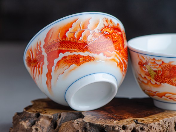 Набор пиал &amp;quot;Дракон и Феникс&amp;quot; #2145, 135 мл., 2 шт. фарфор