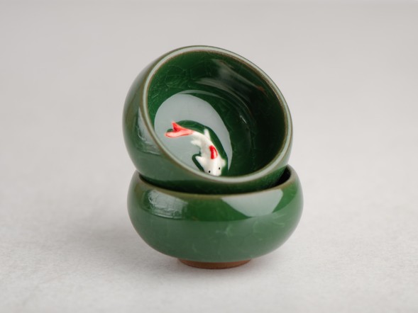 Пиала #1561, &amp;quot;Карп&amp;quot; 45 мл., обливная керамика