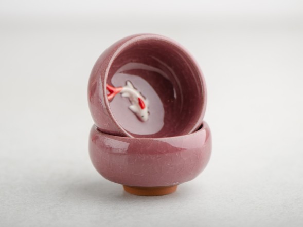 Пиала #1564, &amp;quot;Карп&amp;quot; 45 мл., обливная керамика